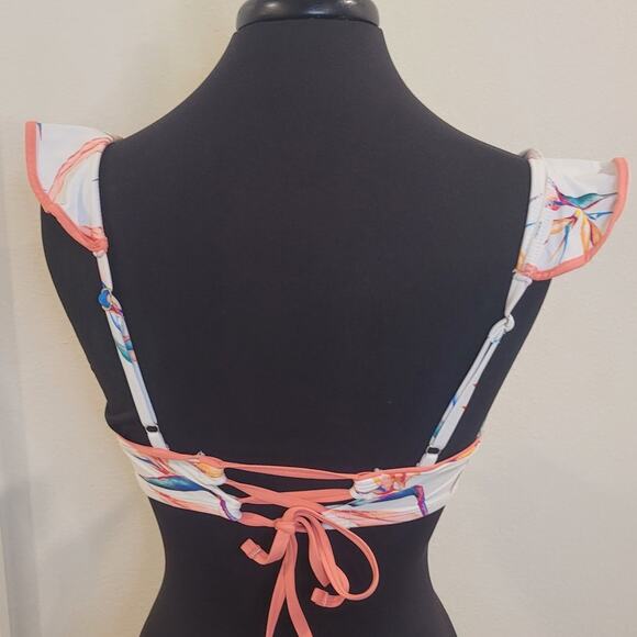 Time and Tru Bird of Paradise Swim Top White Size M 8–10 Bikini EUC - Picture 3 of 8